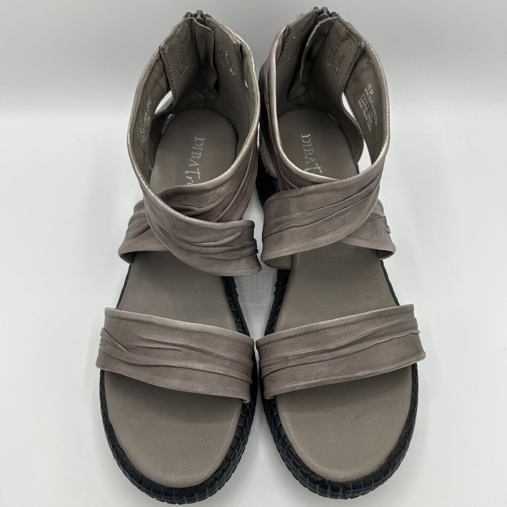 Diba True Womens Leather Sandals Size 11M Emmie Lou Taupe Strappy Wedge Zip Back - Picture 8 of 10